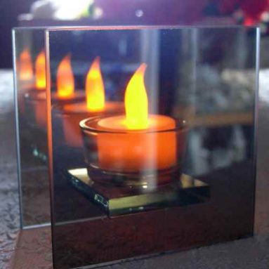 Mirrored Glass Holder with LED Tealight