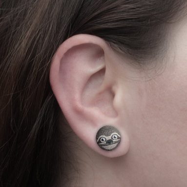 Sloth fabric button earrings