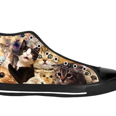 Surprised Cats Black Sole High Tops