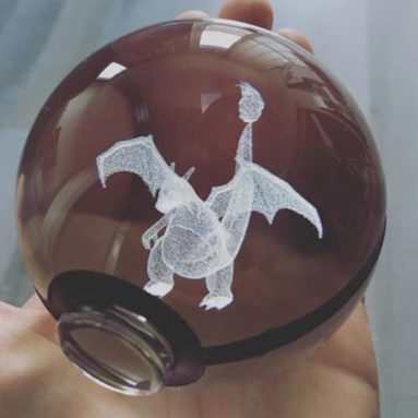 Laser Etched Glass Poké Ball