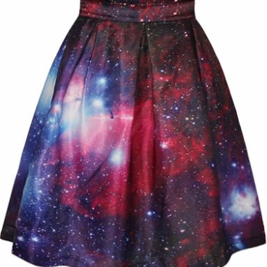 Red Galaxy Print Tie Dye A-Line Skirt
