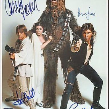 Star Wars Cast FORD, HAMILL, FISHER, MAYHEW Signed Photo